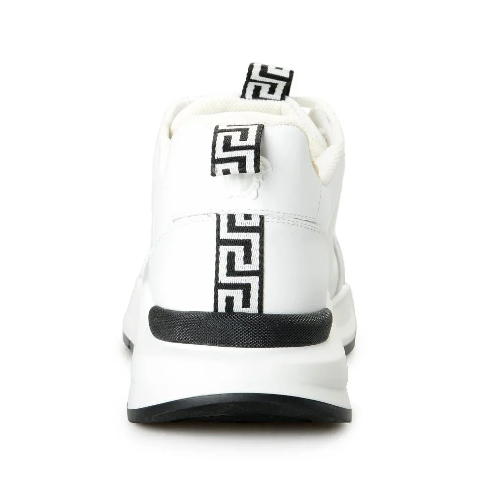 Versace Men's White Canvas Leather Logo Sneakers Shoes - Picture 3 of 8